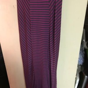 Magenta & charcoal stripe maxi skirt